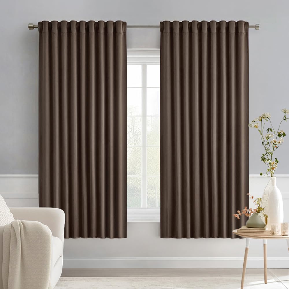 MIULEE 2 Panels Set Black Back Tab Blackout Curtains 52x96 Inch Long