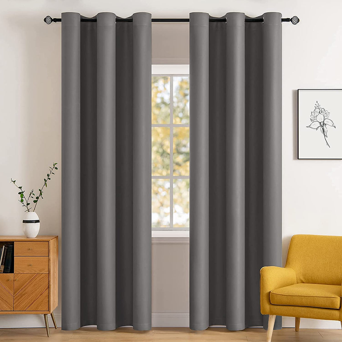 MIULEE Beige Blackout Bedroom Curtains Drapes 84 Inch Long 52"x84"
