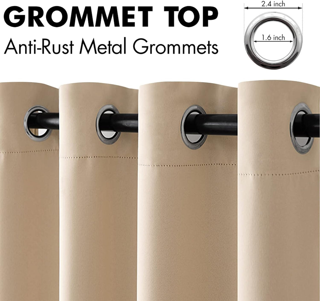 MIULEE Beige Blackout Bedroom Curtains Drapes 84 Inch Long 52"x84"