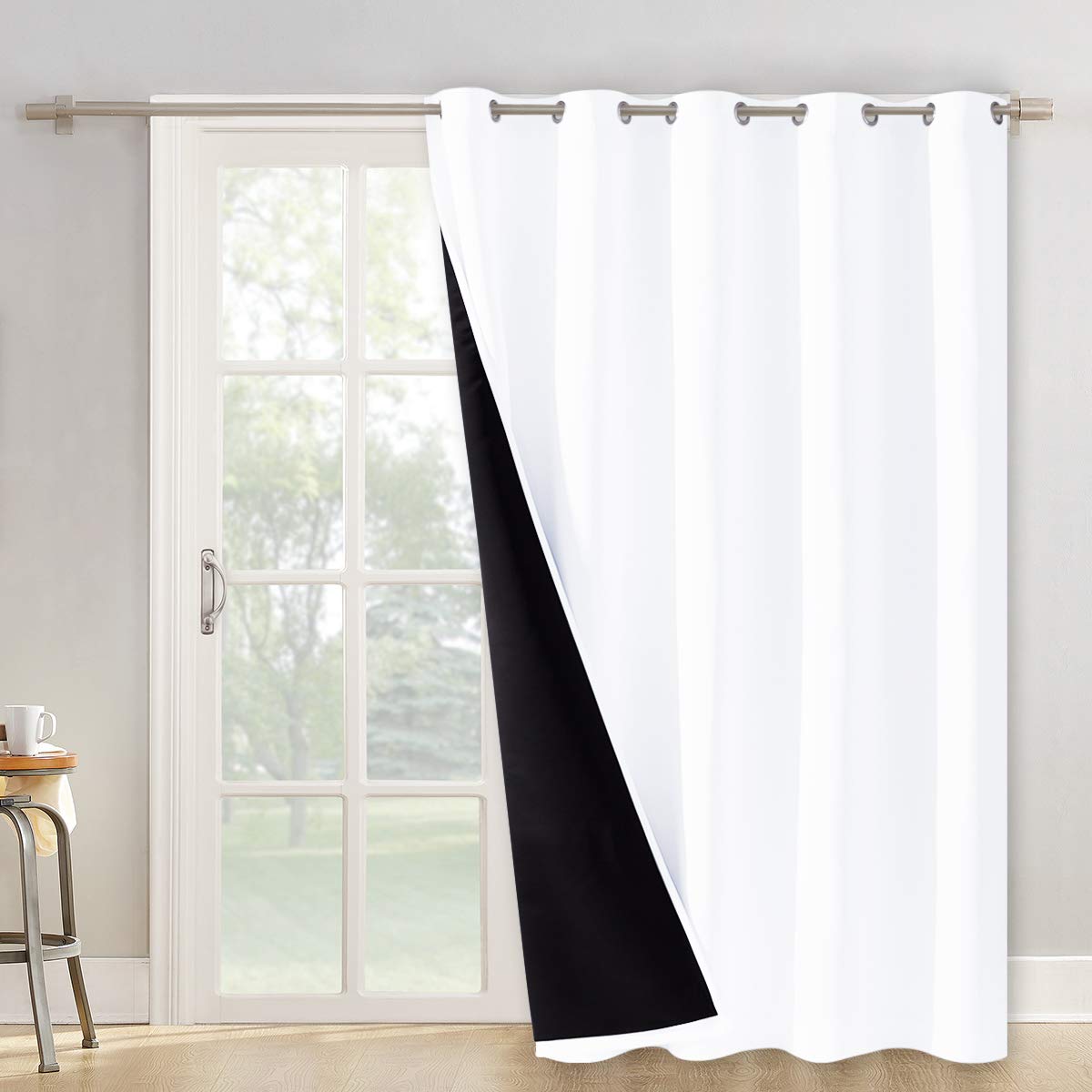 NICETOWN 100% Blackout Curtain 54 inches Long, Double-Deck Completely Blackout Window Treatment Thermal Insulated Lined Drape for Small Window (White, 1 PC, 52 inches Width Each Panel)