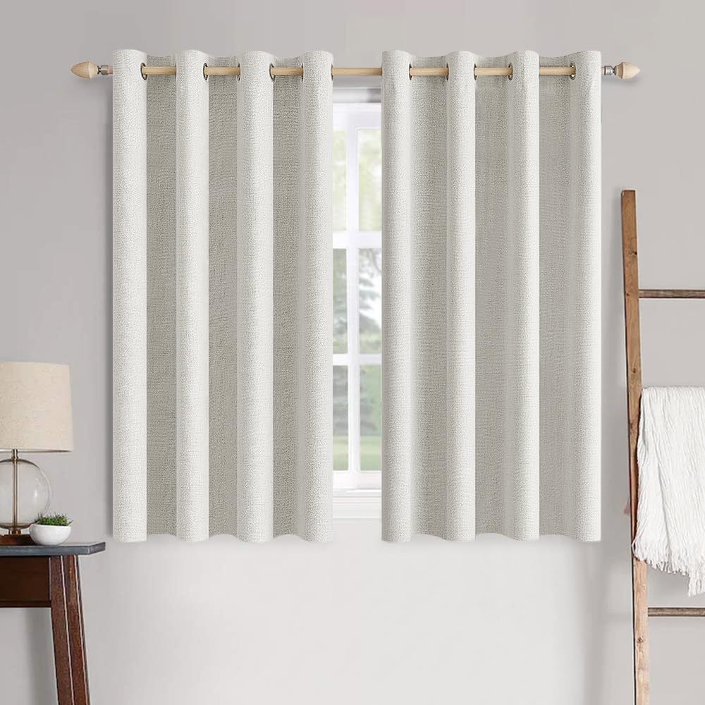 MIULEE 100% Blackout Linen Curtains for Bedroom 52x84 Inches Dusty Blue