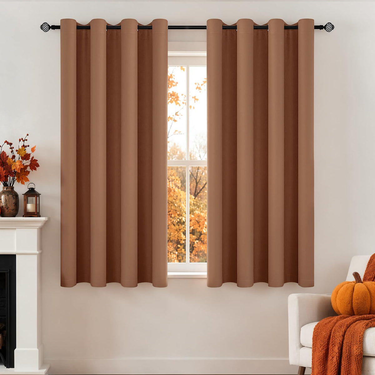 MIULEE Beige Blackout Bedroom Curtains Drapes 84 Inch Long 52"x84"