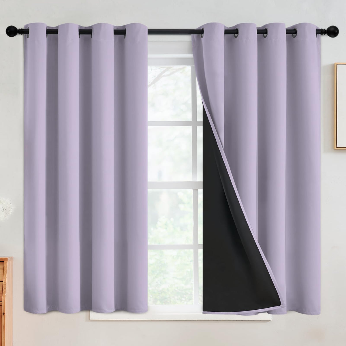 SimpleHome Cream 100% Blackout Curtains Room Darkening Living Room 84 Inch