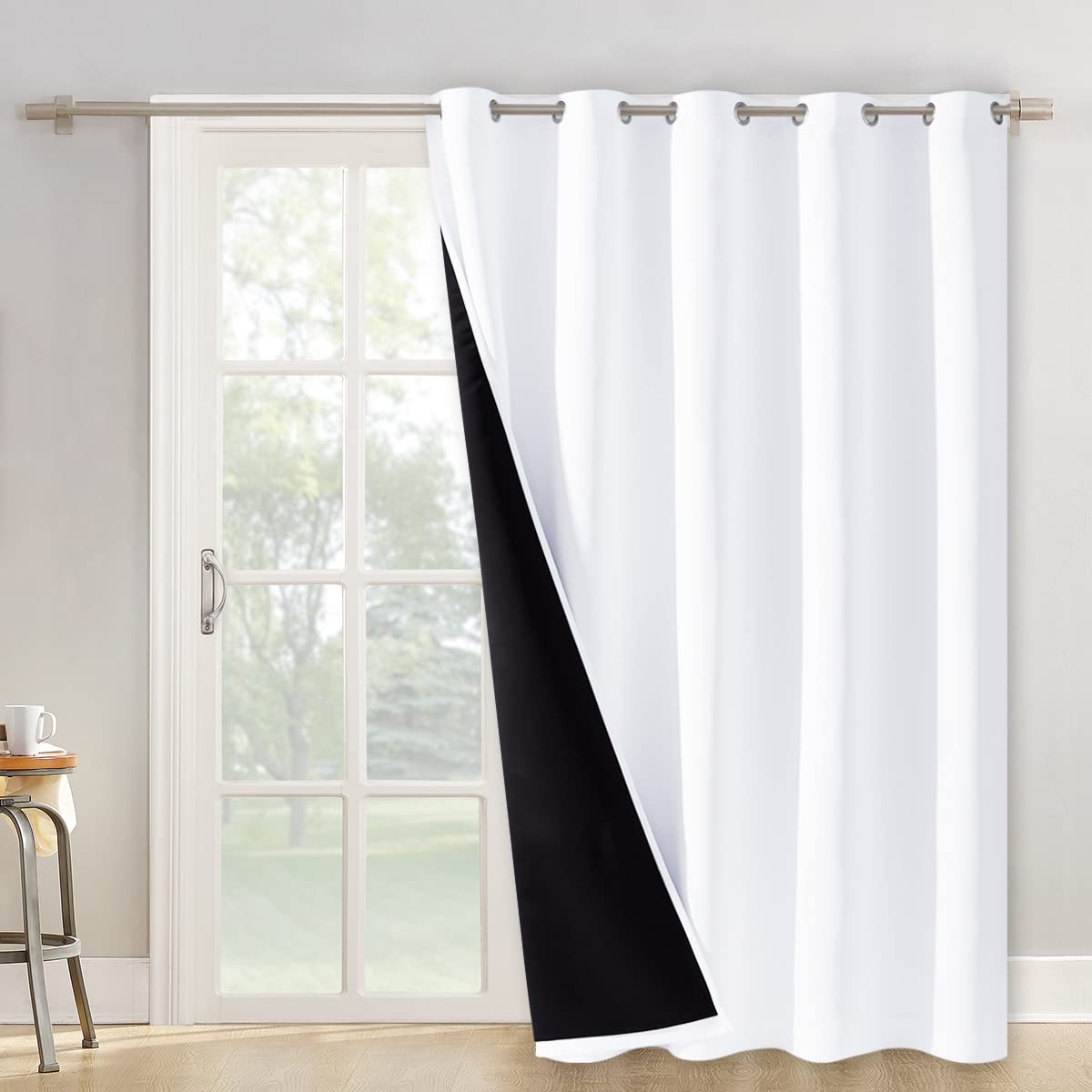 NICETOWN 100% Blackout Curtain 54 inches Long, Double-Deck Completely Blackout Window Treatment Thermal Insulated Lined Drape for Small Window (White, 1 PC, 52 inches Width Each Panel)