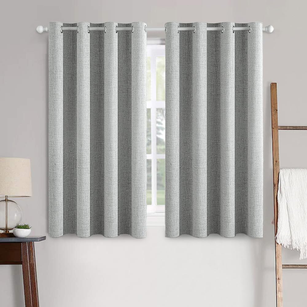 MIULEE 100% Blackout Linen Curtains for Bedroom 52x84 Inches Natural Beige
