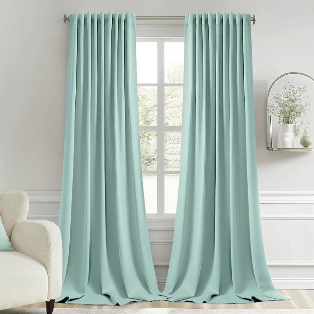 MIULEE 2 Panels Set Black Back Tab Blackout Curtains 52x96 Inch Long