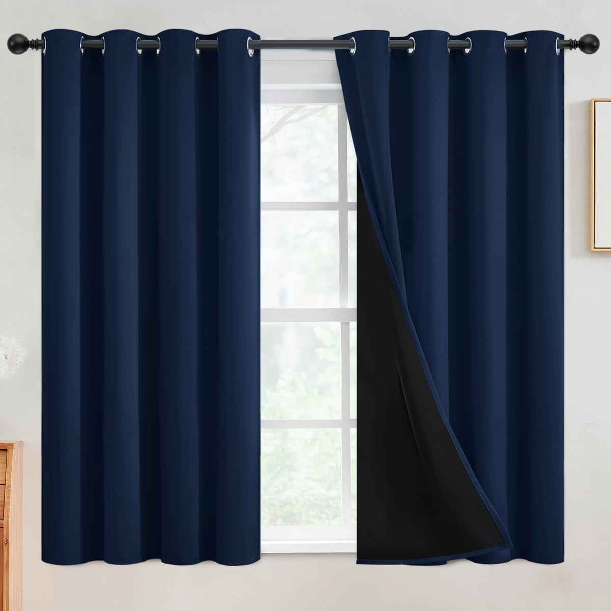 SimpleHome Cream 100% Blackout Curtains Room Darkening Living Room 84 Inch