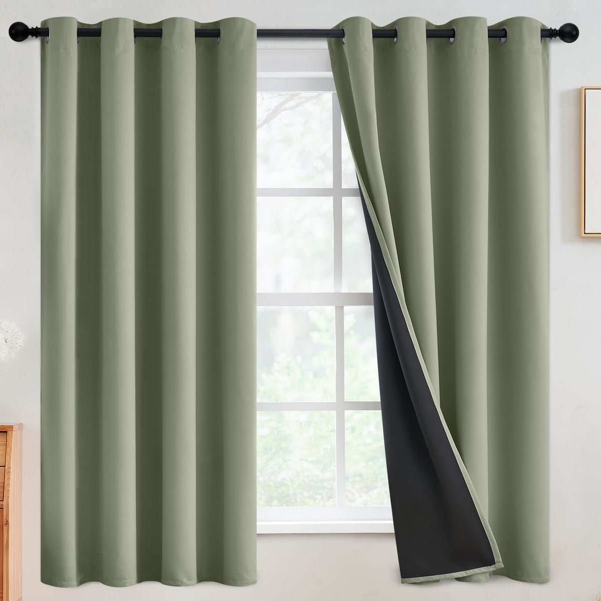 SimpleHome Cream 100% Blackout Curtains Room Darkening Living Room 84 Inch