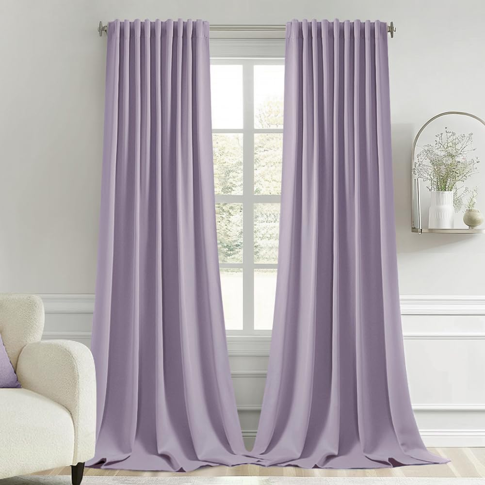 MIULEE 2 Panels Set Black Back Tab Blackout Curtains 52x96 Inch Long