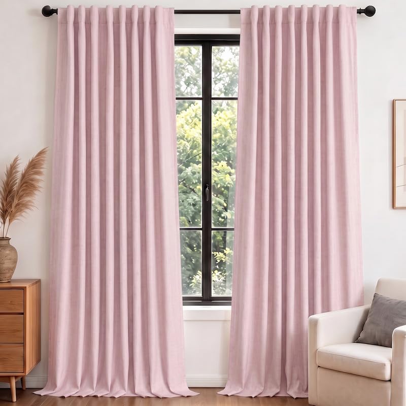 MYSKY HOME Linen Blackout Curtains for Bedroom and Living Room