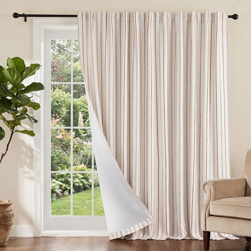 MYSKY HOME Linen Blackout Curtains for Bedroom and Living Room