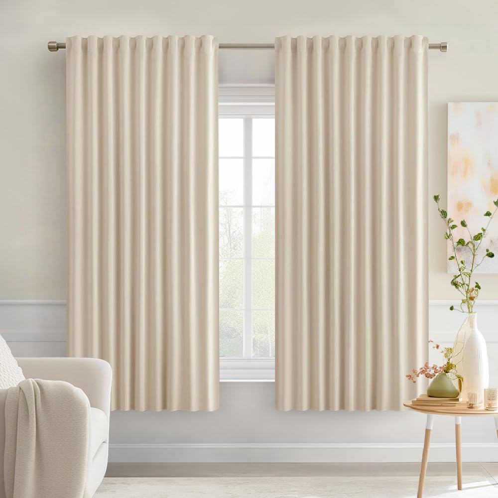 MIULEE 2 Panels Set Black Back Tab Blackout Curtains 52x96 Inch Long
