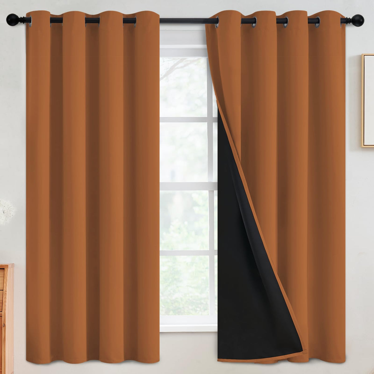 SimpleHome Cream 100% Blackout Curtains Room Darkening Living Room 84 Inch