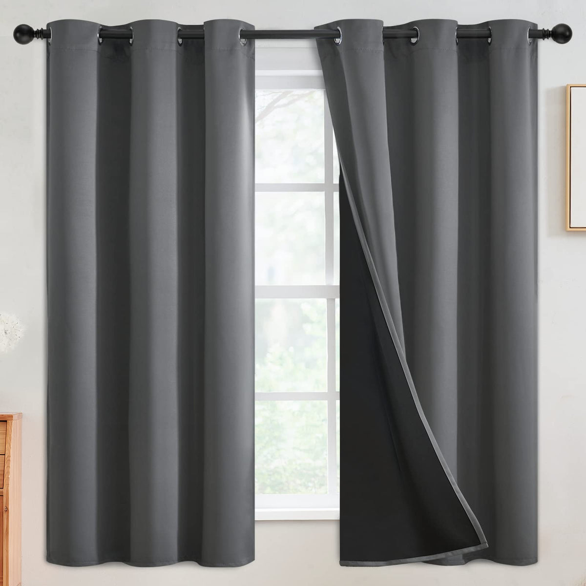 SimpleHome Cream 100% Blackout Curtains Room Darkening Living Room 84 Inch