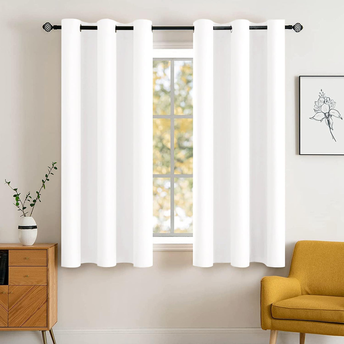 MIULEE Beige Blackout Bedroom Curtains Drapes 84 Inch Long 52"x84"