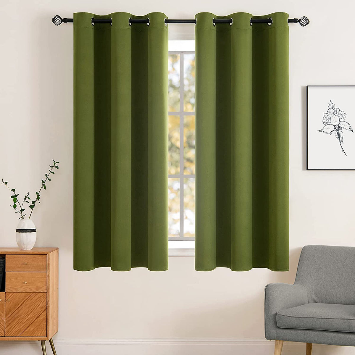 MIULEE Beige Blackout Bedroom Curtains Drapes 84 Inch Long 52"x84"