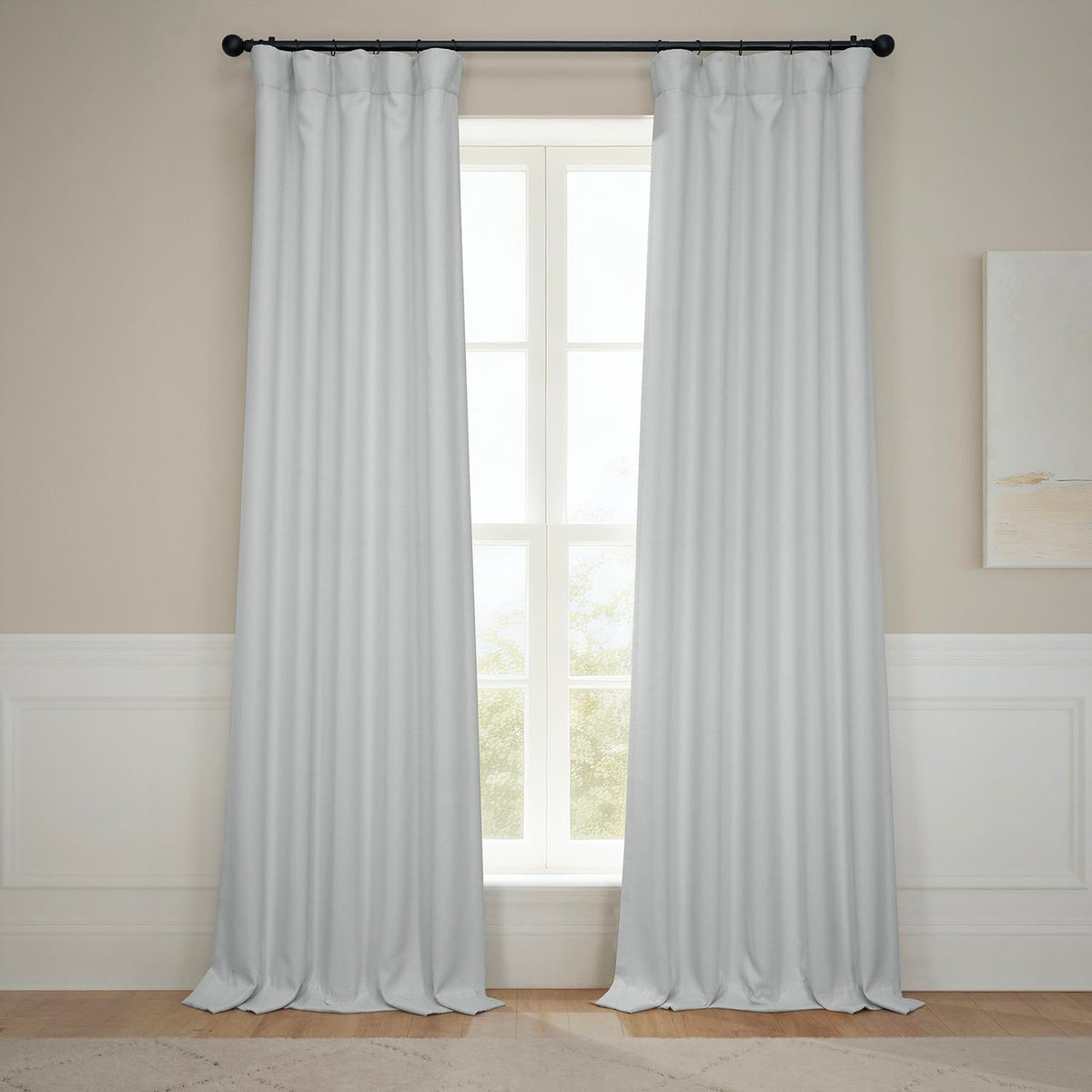 Faux Linen Curtains for Living Room (1 Panel) - 50W X 96L, Birch Taupe
