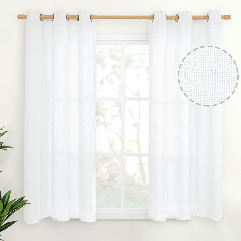 YoungsTex Linen Semi Sheer Curtains 63 Inch Length, Light Filtering Drapes