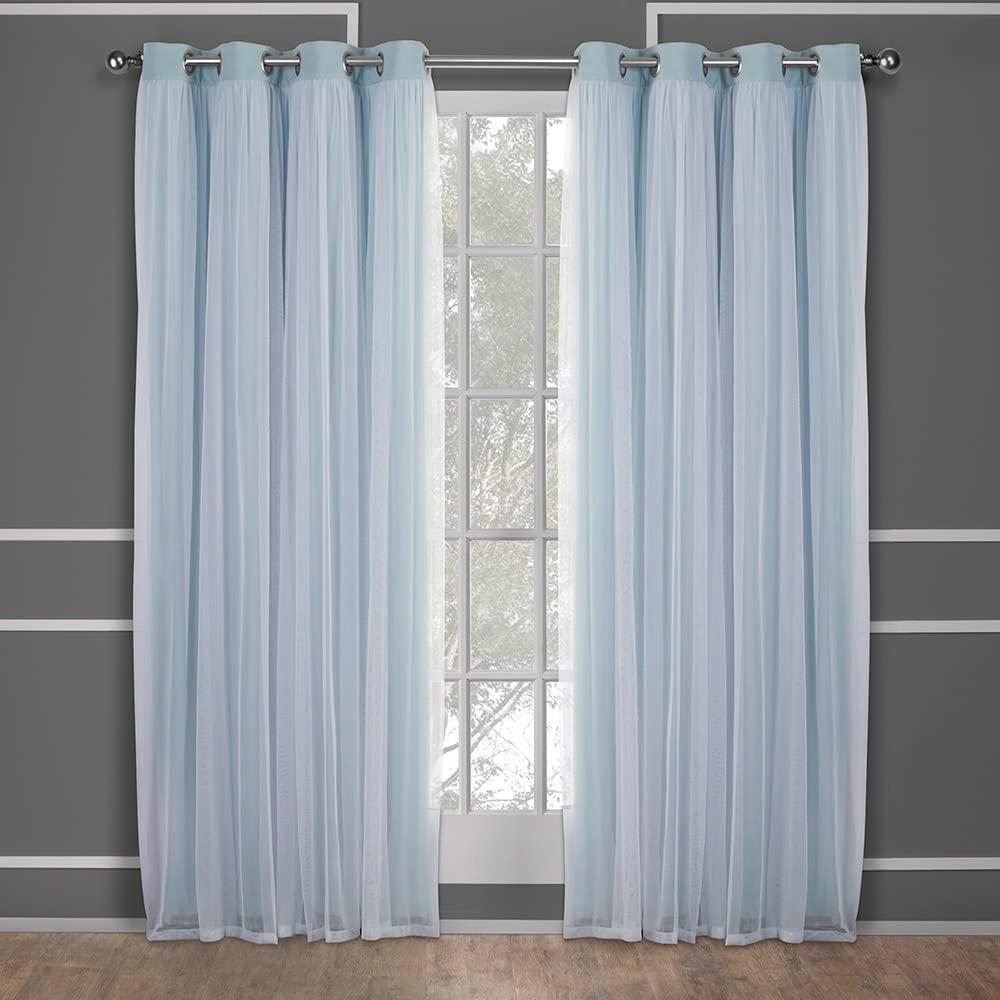 TOWN & COUNTRY LUXE Talia Double Layer Indoor Curtains, Sheer and Room Darkening Blackout, Grommet Top, Energy Efficient, 2-Pack Set, 52"x84", Rose Blush