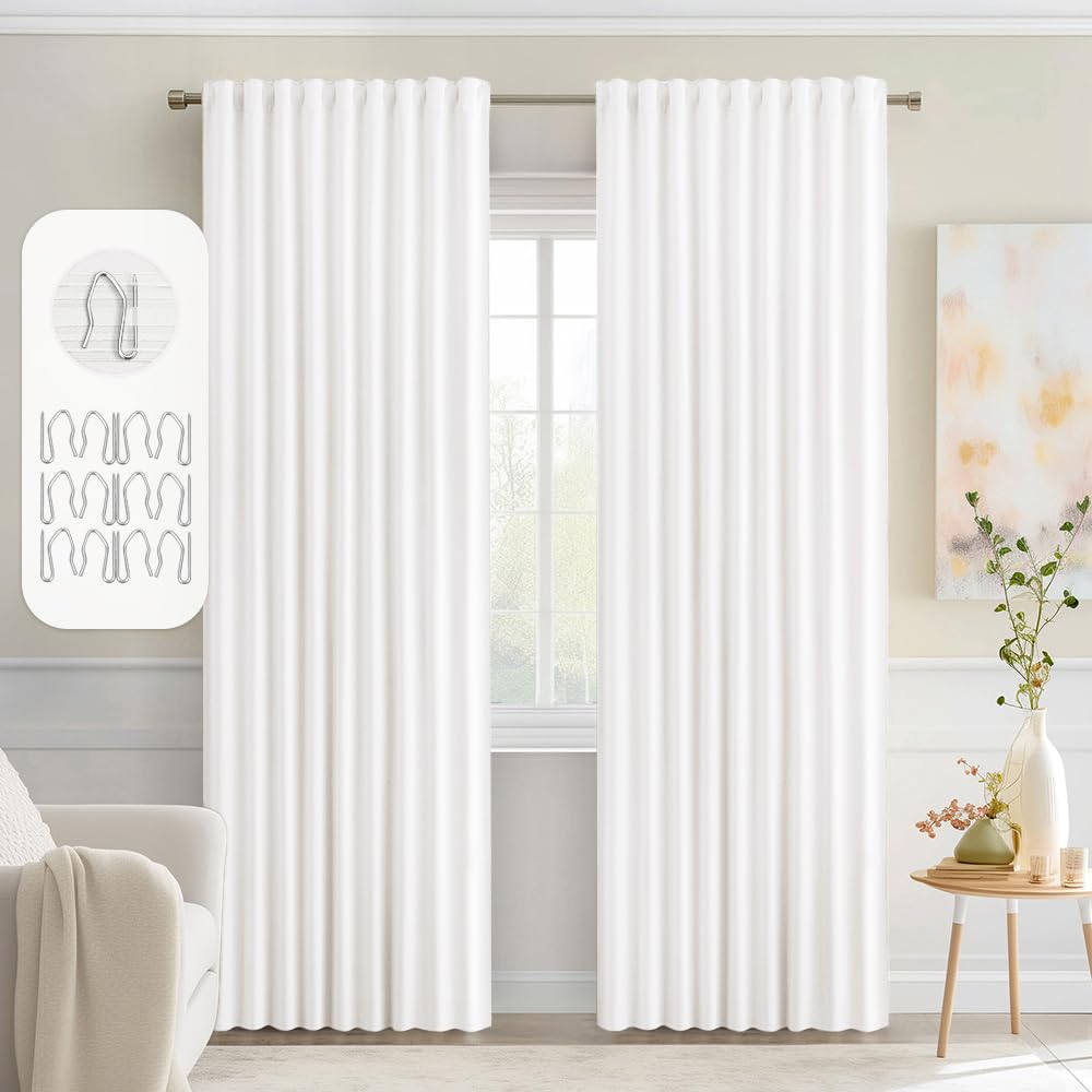 MIULEE 2 Panels Set Black Back Tab Blackout Curtains 52x96 Inch Long