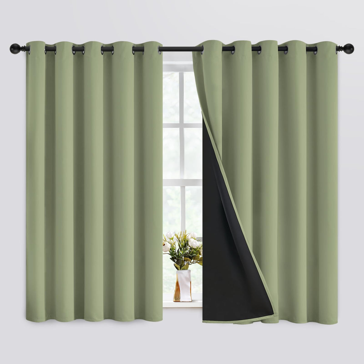 SimpleHome Cream 100% Blackout Curtains Room Darkening Living Room 84 Inch