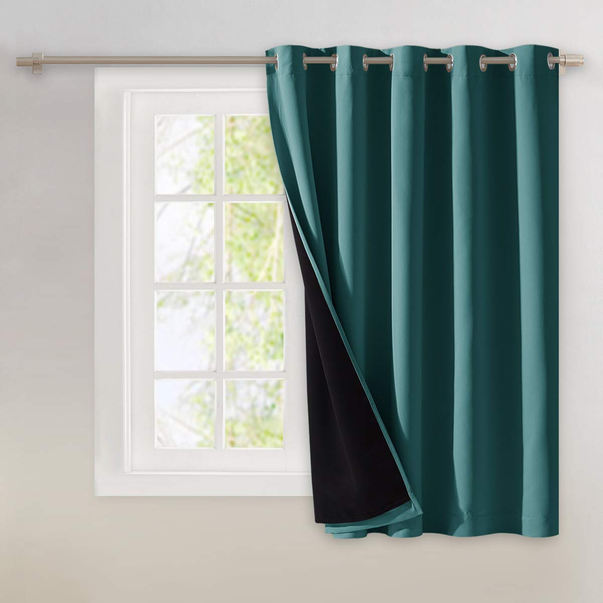NICETOWN 100% Blackout Curtain 54 inches Long, Double-Deck Completely Blackout Window Treatment Thermal Insulated Lined Drape for Small Window (White, 1 PC, 52 inches Width Each Panel)