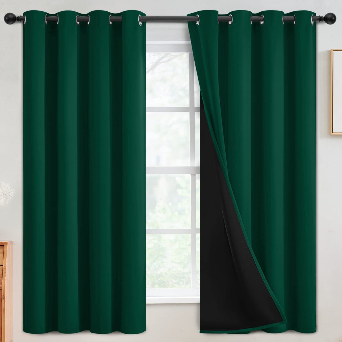 SimpleHome Cream 100% Blackout Curtains Room Darkening Living Room 84 Inch