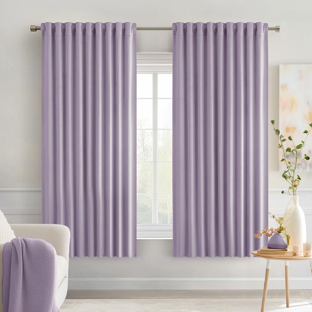 MIULEE 2 Panels Set Black Back Tab Blackout Curtains 52x96 Inch Long