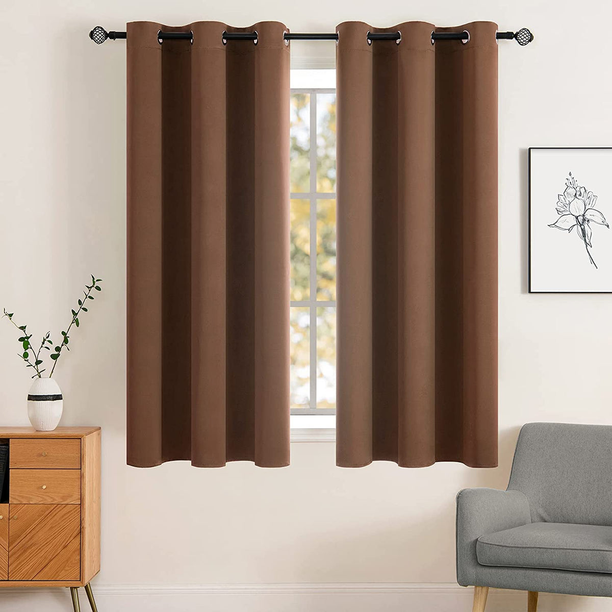 MIULEE Beige Blackout Bedroom Curtains Drapes 84 Inch Long 52"x84"