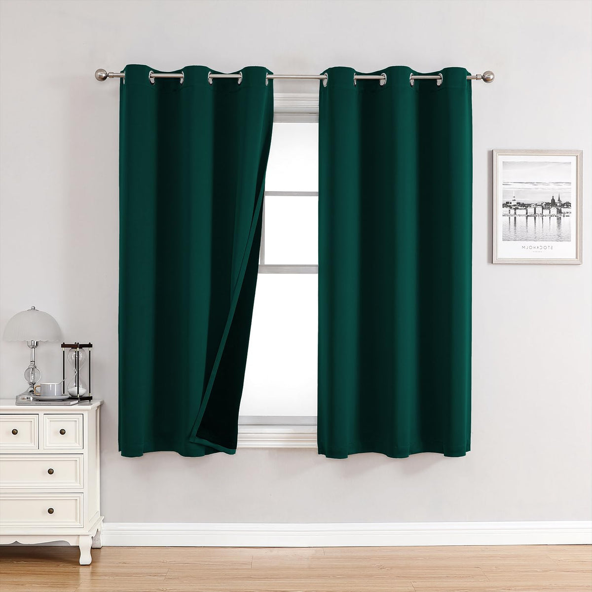 ChrisDowa 100% Blackout Curtains for Bedroom 63 Inch Long with Black Liner