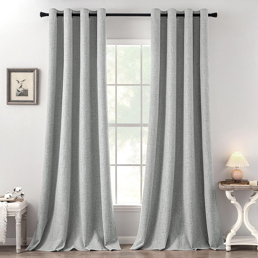 MIULEE 100% Blackout Linen Curtains for Bedroom 52x84 Inches Natural Beige