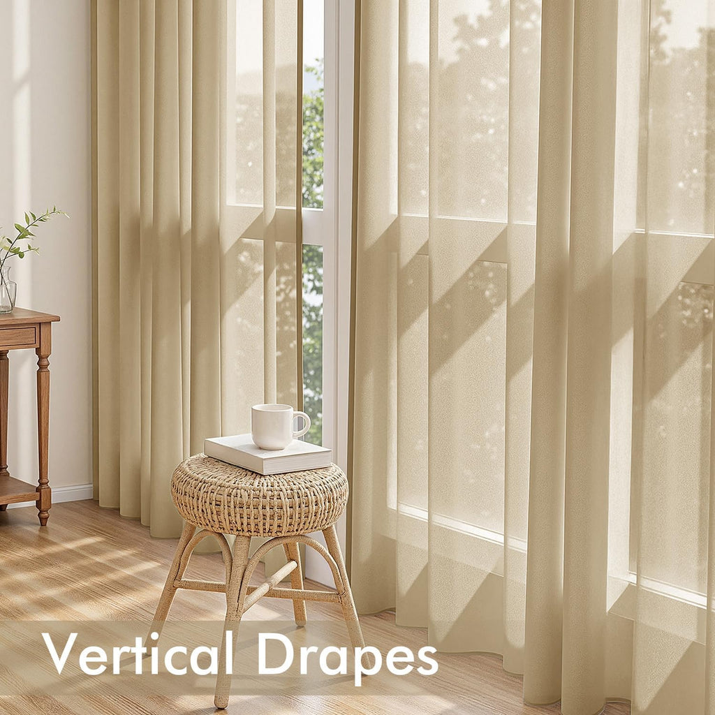 MIULEE Beige Sheer Curtains 84 Inches Long 4 Panels 42 x 84 Inches