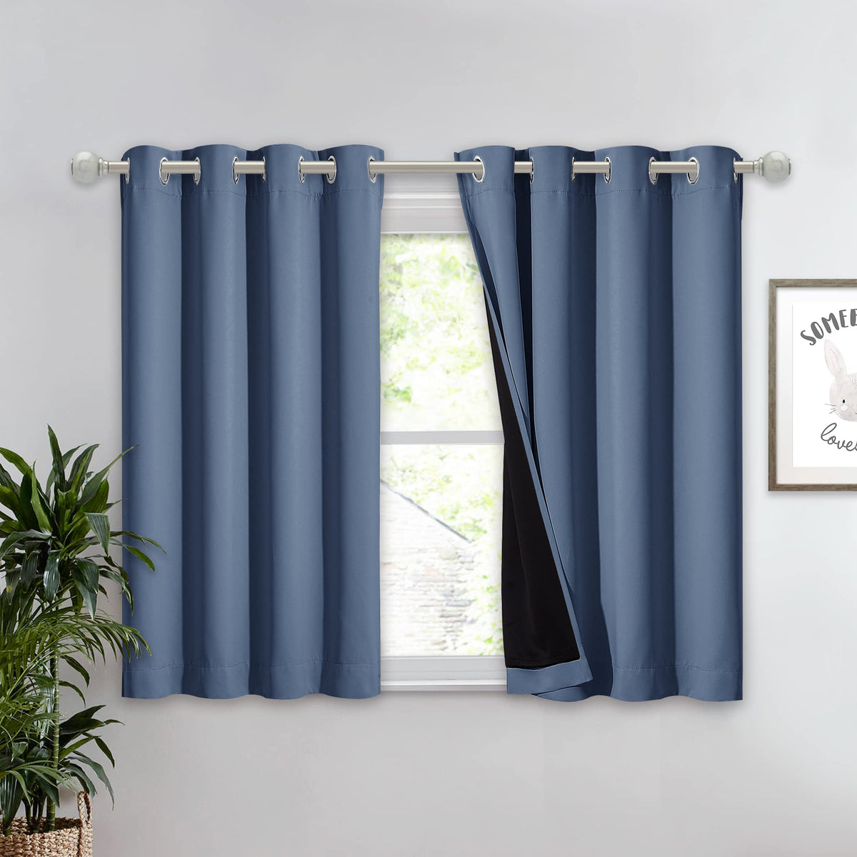 NICETOWN 100% Blackout Curtain 54 inches Long, Double-Deck Completely Blackout Window Treatment Thermal Insulated Lined Drape for Small Window (White, 1 PC, 52 inches Width Each Panel)