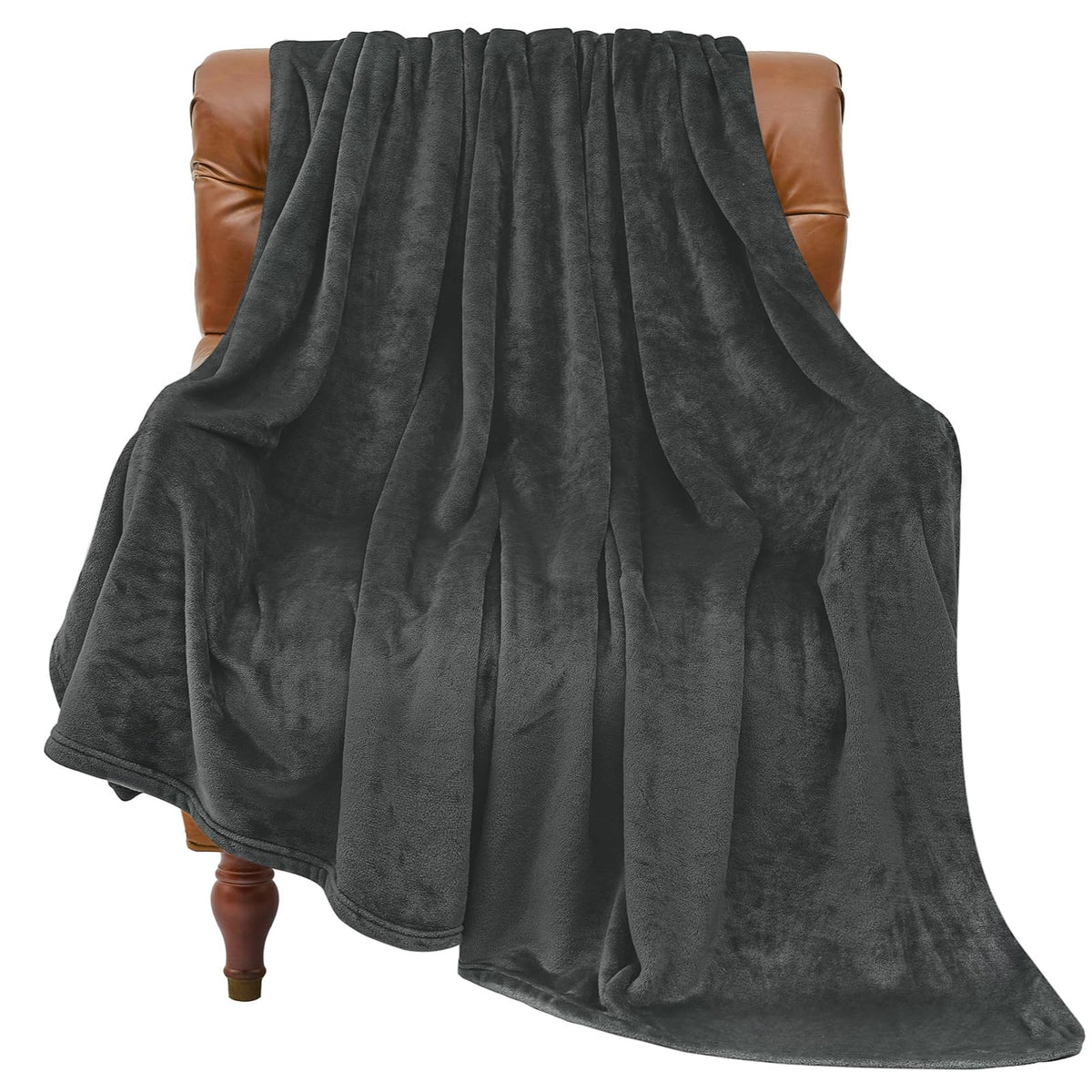 BEDELITE Fleece Blanket Soft Plush Throw for Couch Black 50"x60"