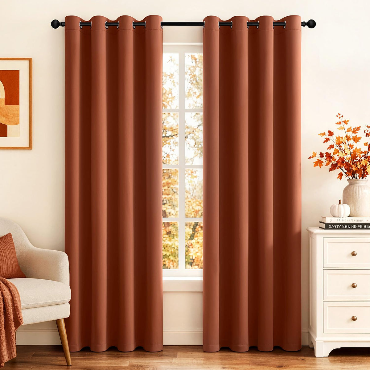 MIULEE Beige Blackout Bedroom Curtains Drapes 84 Inch Long 52"x84"