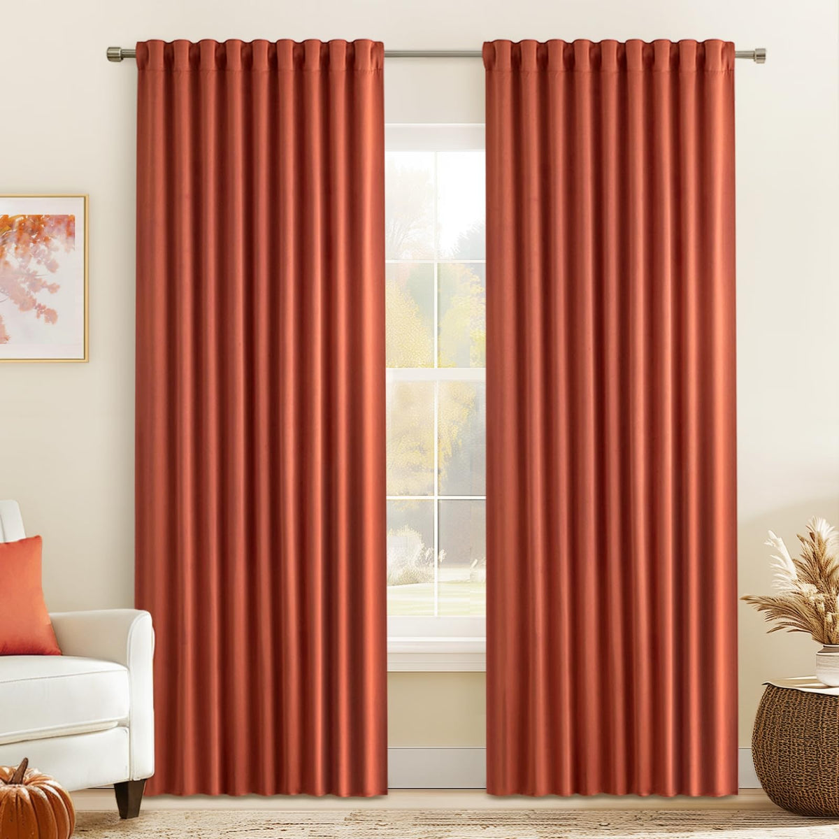 MIULEE 2 Panels Set Black Back Tab Blackout Curtains 52x96 Inch Long