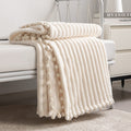 DISSA Fleece Blanket Throw Size – 51x63, Yellow Soft, Plush, Fluffy, Fuzzy, Warm, Cozy Perfect for Couch, Bed, Sofa - with Pompom Fringe Flannel