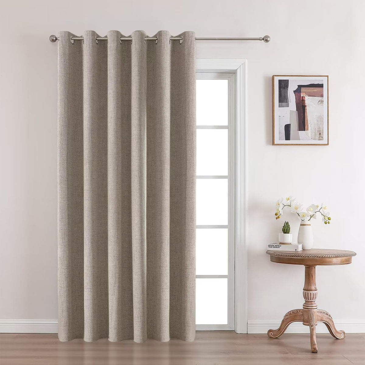 Joydeco Blackout Curtains 84 Inch Long, Linen Black Out Curtains for Bedroom 2 Panels with Grommet, Thermal Insulated, Noise Reducing Room Darkening Drapes Privacy Protection for Living Room Window