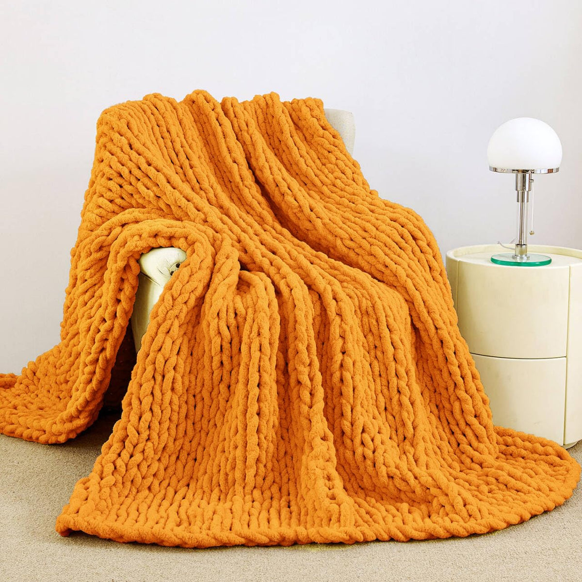Chunky Knit Blanket Throw for Couch, 51"x63" Chunky Yarn Knitted Blankets