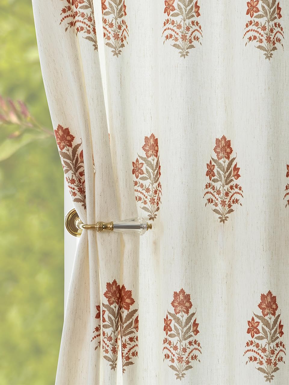 Pinch Pleated Curtains for Living Room Bedroom Dining Room - 84 Inches Light Filtering Floral Curtains Luxury Linen Drapes Farmhouse Window Curtains with Hooks - 2 Panels Set, 40" W x 84" L
