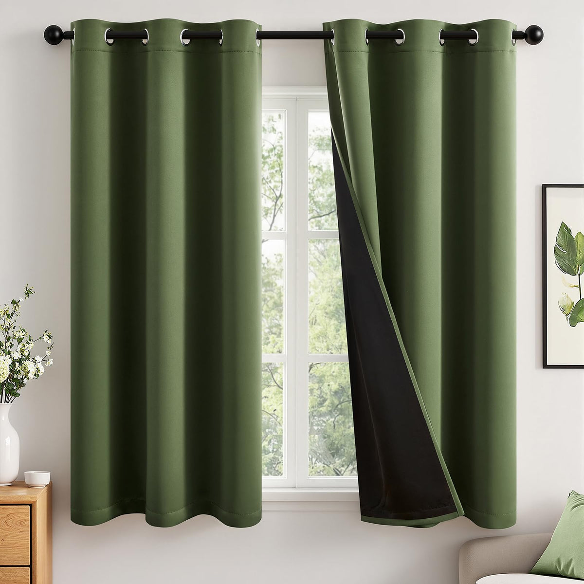 MIULEE Cream 100% Blackout Curtains for Bedroom 40x63 Inch Long