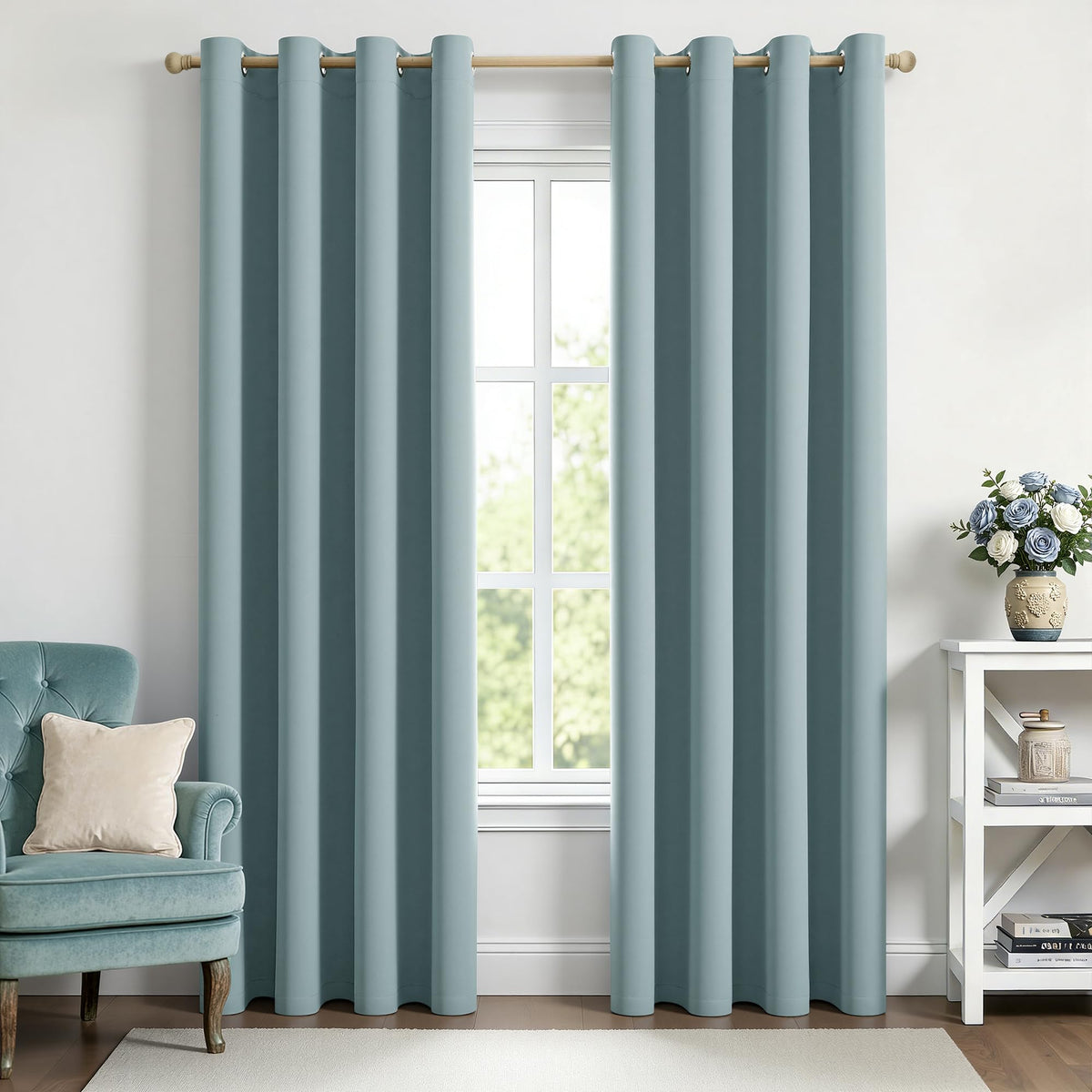 MIULEE Beige Blackout Bedroom Curtains Drapes 84 Inch Long 52"x84"