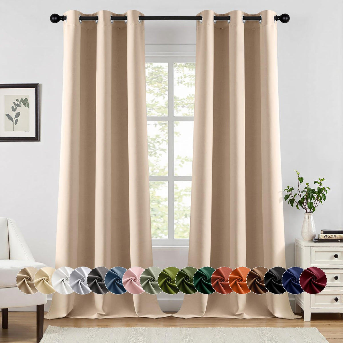 MIULEE Blackout Curtains for Bedroom 2 Panels 40 x 84 Inch Long Black