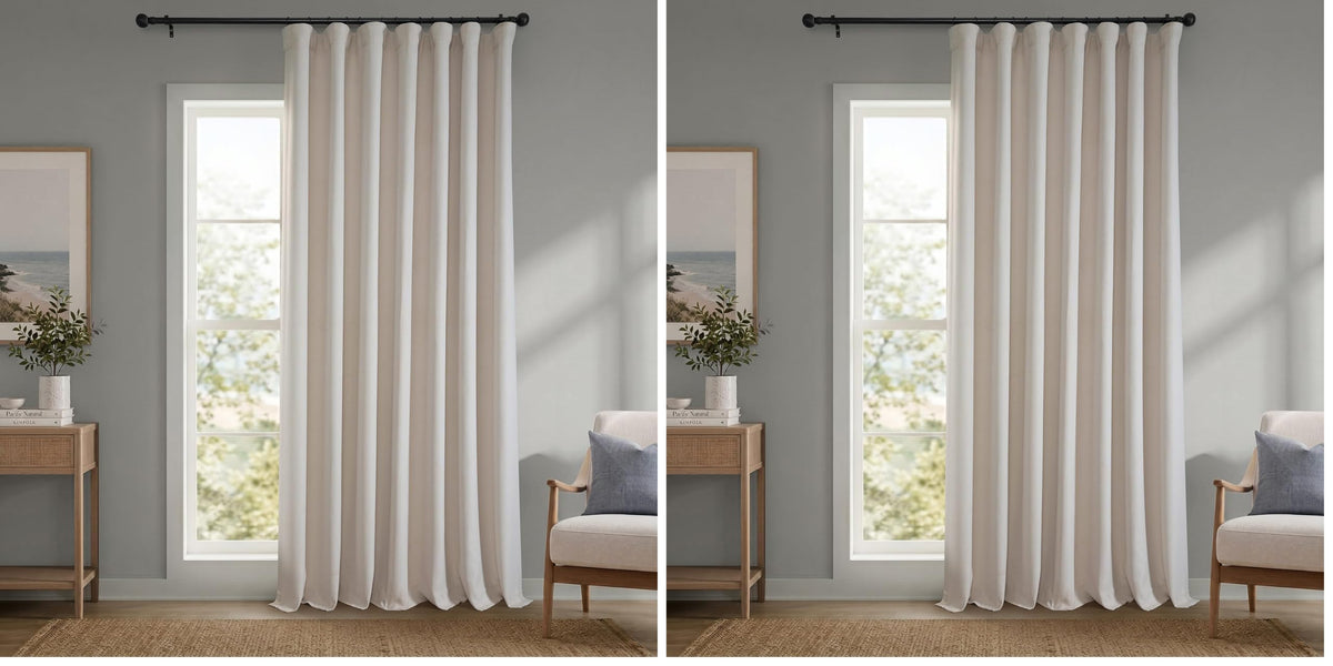 Faux Linen Curtains for Living Room (1 Panel) - 50W X 96L, Birch Taupe