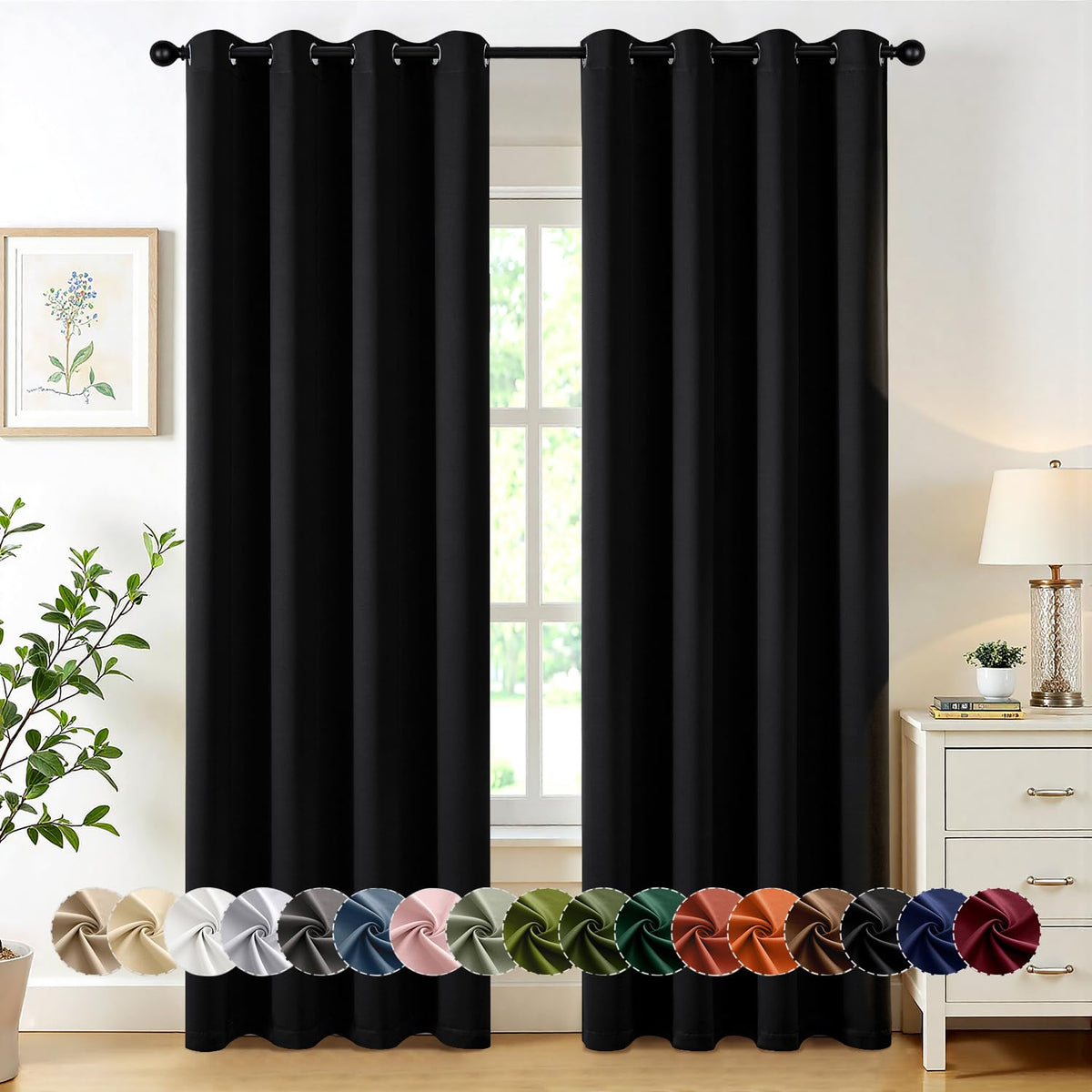 MIULEE Blackout Curtains for Bedroom 2 Panels 40 x 84 Inch Long Black