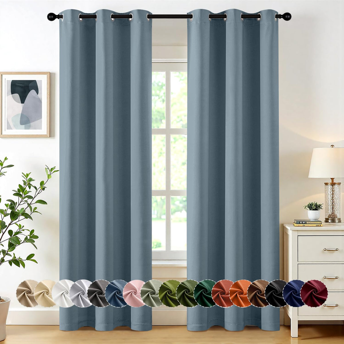 MIULEE Blackout Curtains for Bedroom 2 Panels 40 x 84 Inch Long Black