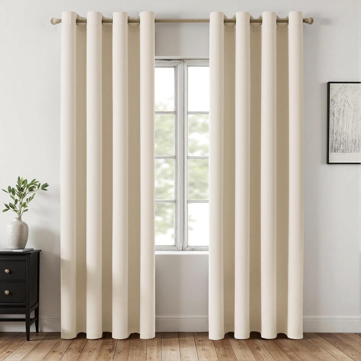 MIULEE Beige Blackout Bedroom Curtains Drapes 84 Inch Long 52"x84"