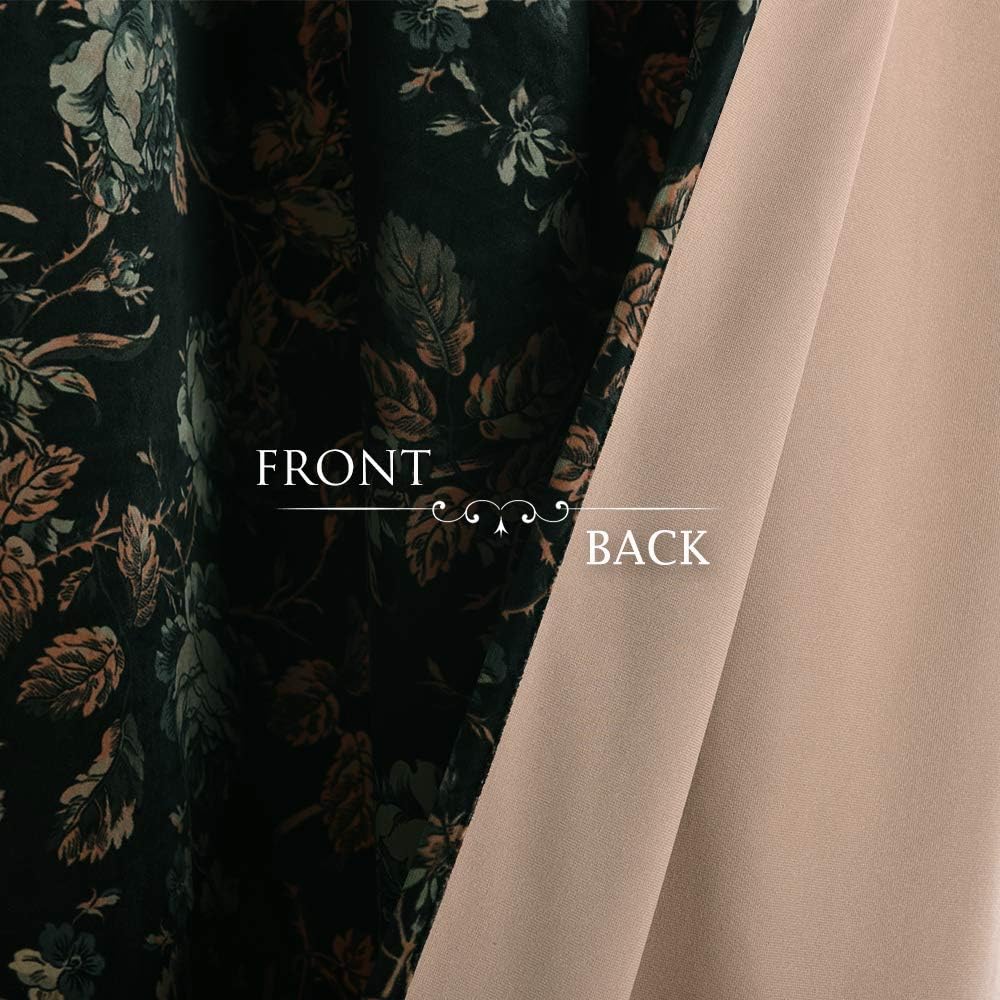 StangH Black Floral Vintage Curtains Luxury Velvet Drapes 96 Inch 2 Panels