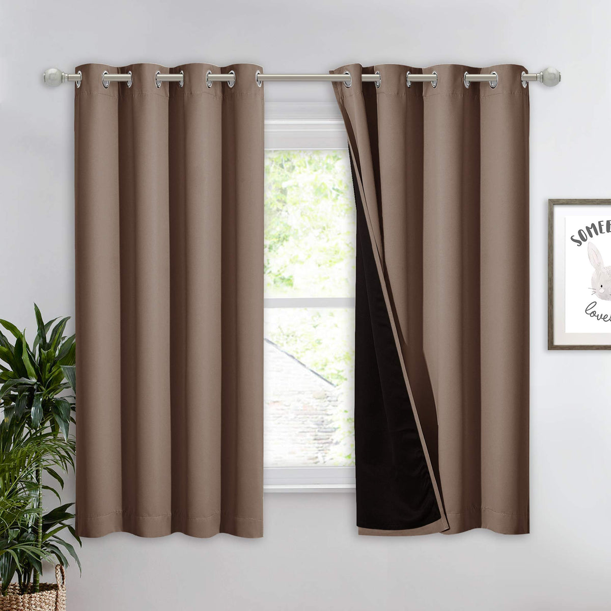 NICETOWN 100% Blackout Curtain 54 inches Long, Double-Deck Completely Blackout Window Treatment Thermal Insulated Lined Drape for Small Window (White, 1 PC, 52 inches Width Each Panel)