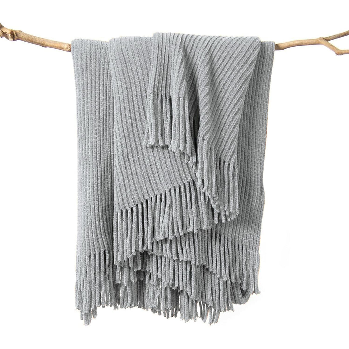 lifein Chenille Throw Blanket 50x60 - Soft Boho Knitted Blanket for Couch Cozy Farmhouse Decor Bed Throw, Lightweight All Season White/Cream Blanket, Decorative for Living Room Bedroom Spring Decor